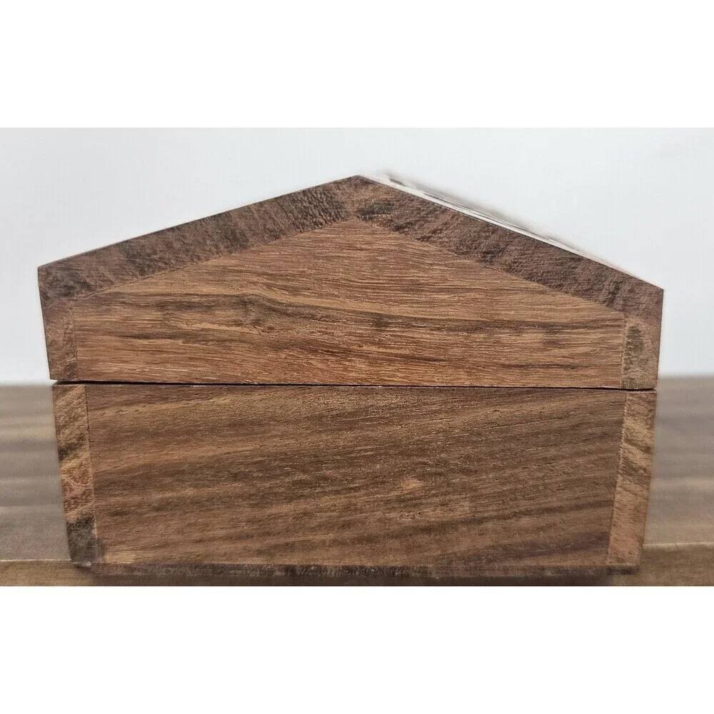 Vintage Hand Carved Trellis Wooden Keepsake Trinket Box Arched Lid Made In India